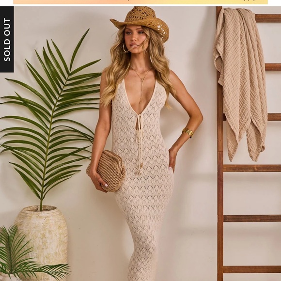 Vici Other - Vici Cream Crochet Knit Swim Coverup Dress